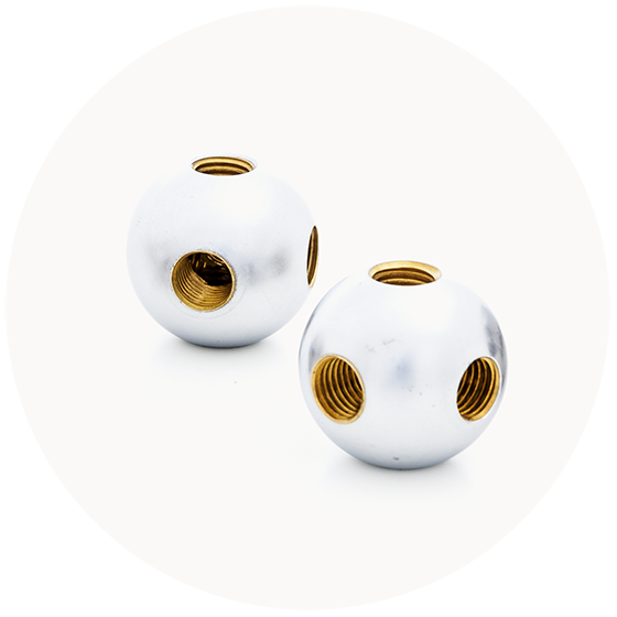 Brass balls from ballcenter – blind hole or inner thread